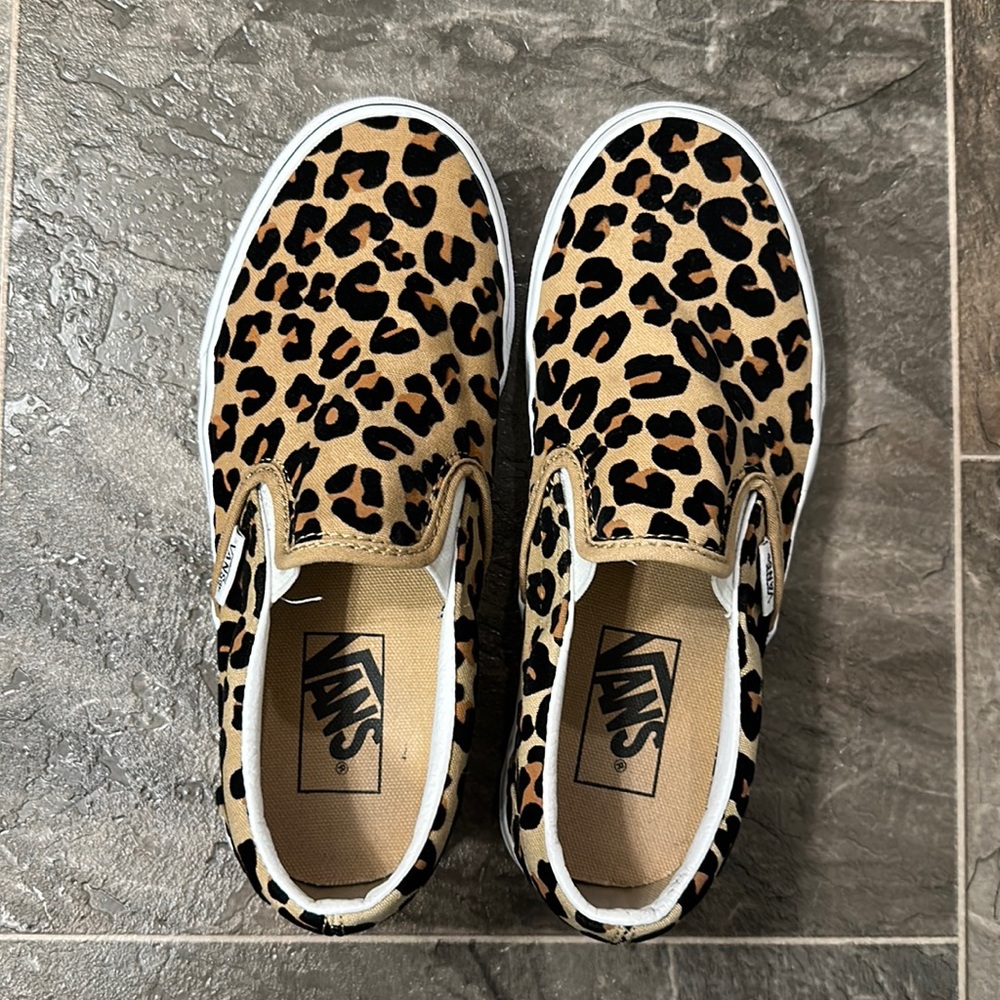 Vans Velvet Cheetah print slip ons